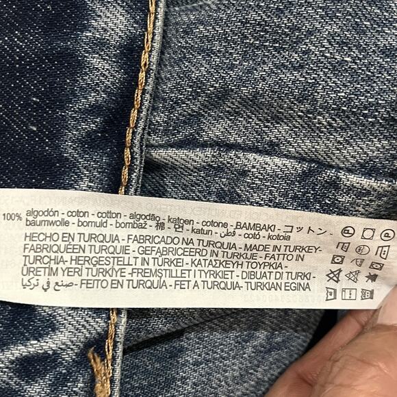 Zara Jeans Womens Size 10 Blue High Rise Wide Leg Raw Hem 100% Cotton Denim - Picture 7 of 8